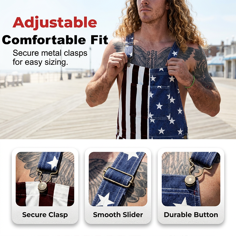 American Flag Unisex Overalls Shorts