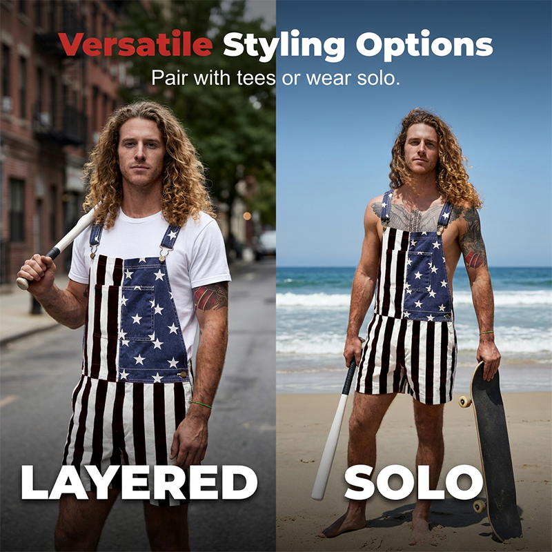 American Flag Unisex Overalls Shorts