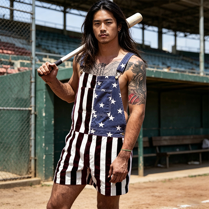 American Flag Unisex Overalls Shorts