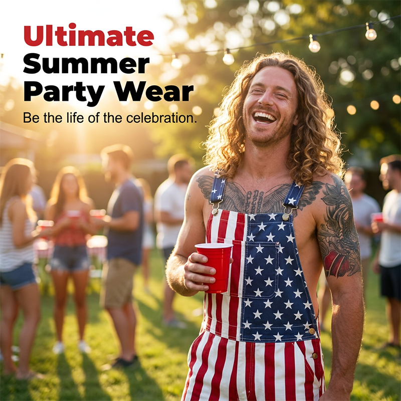 American Flag Unisex Overalls Shorts