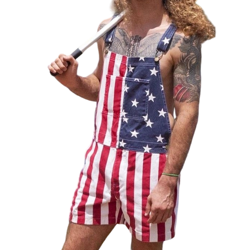 American Flag Unisex Overalls Shorts