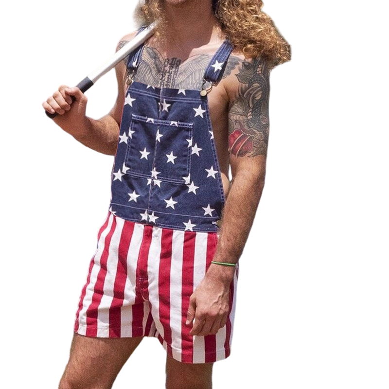 American Flag Unisex Overalls Shorts
