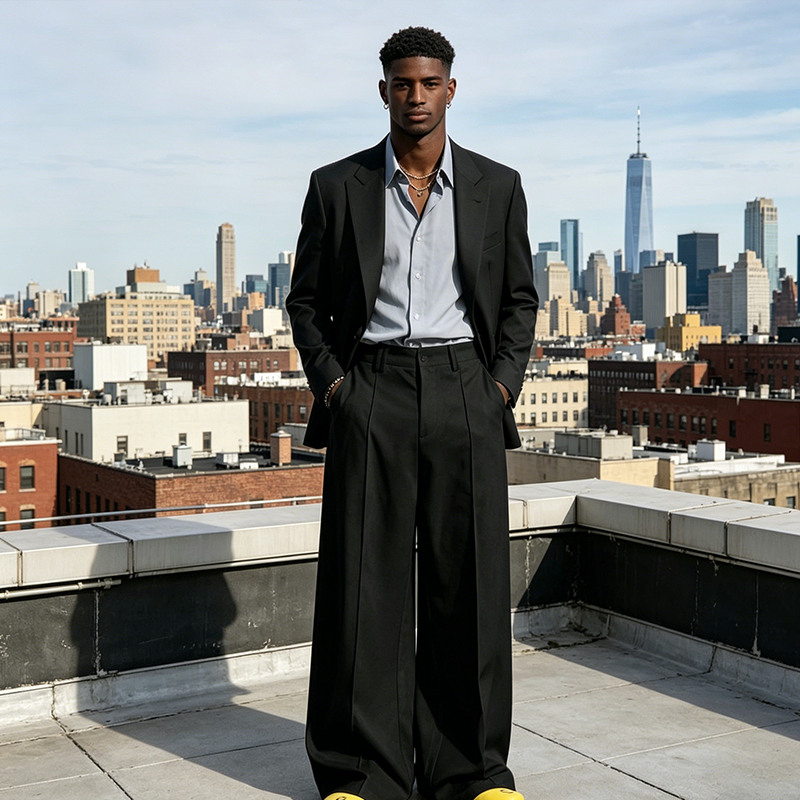 👖Wide Fit, Sharp Look 🌿Men's Minimalist Wide-Leg Pants