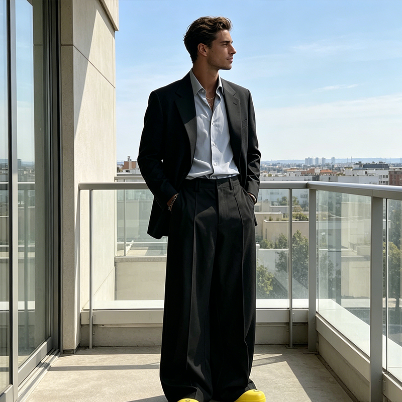 👖Wide Fit, Sharp Look 🌿Men's Minimalist Wide-Leg Pants