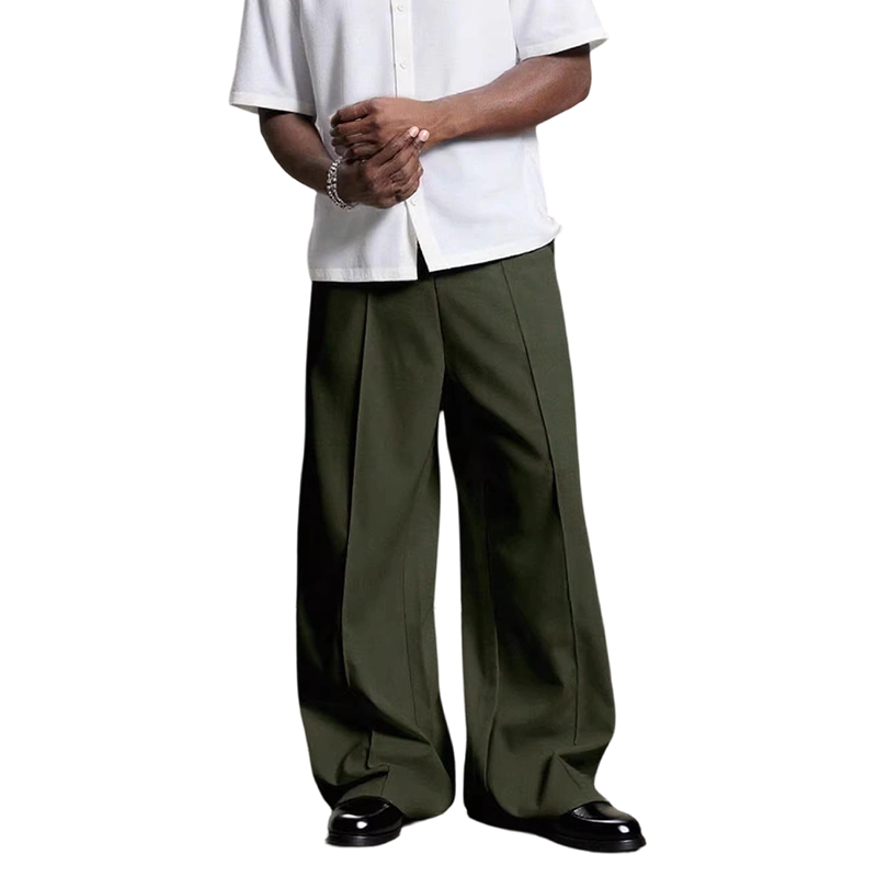 👖Wide Fit, Sharp Look 🌿Men's Minimalist Wide-Leg Pants