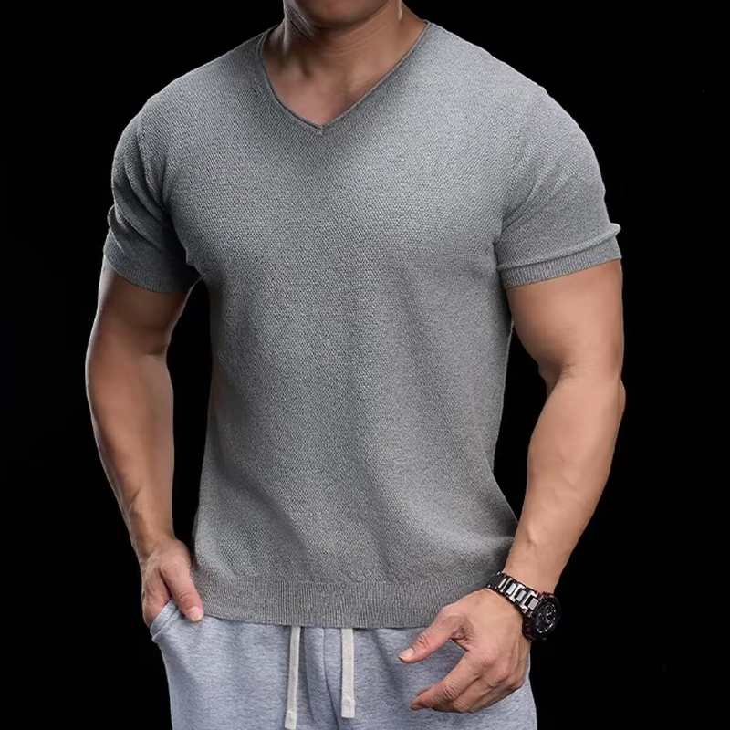 📢50% OFF !! ⏰Breathable V-Neck Knit Tee