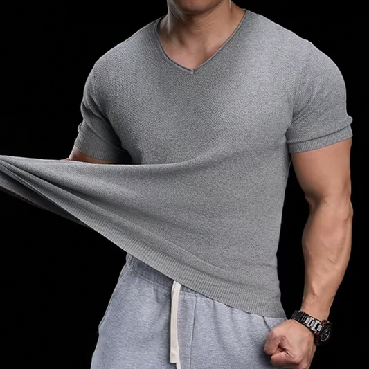 📢50% OFF !! ⏰Breathable V-Neck Knit Tee