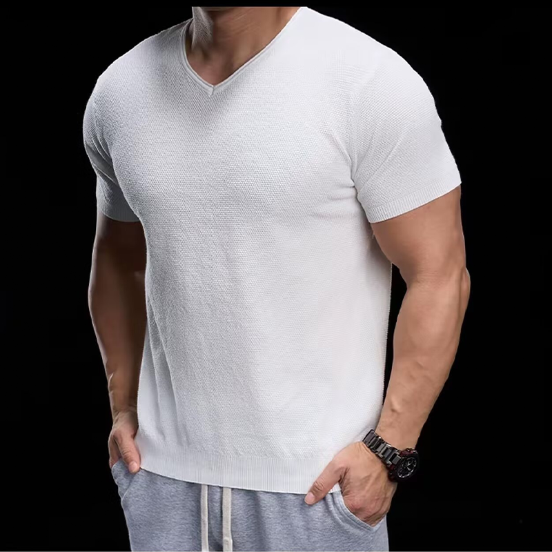 📢50% OFF !! ⏰Breathable V-Neck Knit Tee