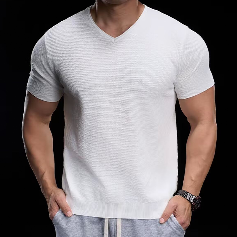 📢50% OFF !! ⏰Breathable V-Neck Knit Tee