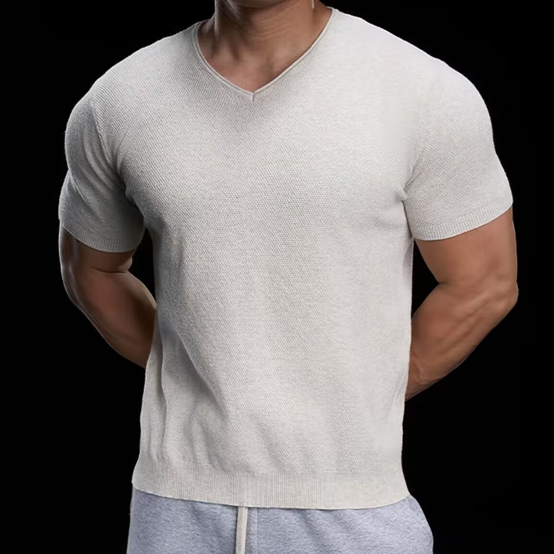📢50% OFF !! ⏰Breathable V-Neck Knit Tee