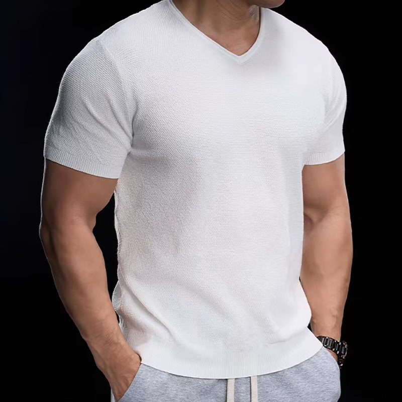 📢50% OFF !! ⏰Breathable V-Neck Knit Tee