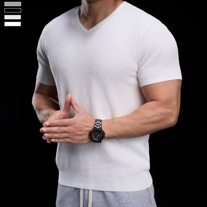 📢50% OFF !! ⏰Breathable V-Neck Knit Tee