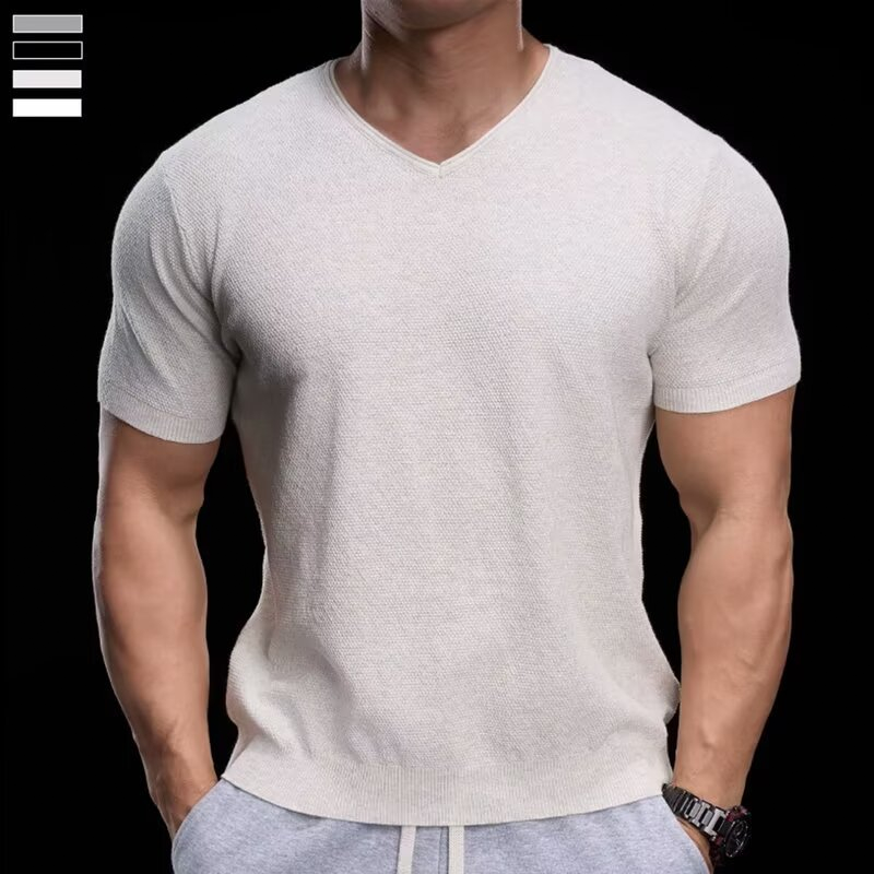 📢50% OFF !! ⏰Breathable V-Neck Knit Tee