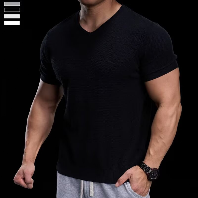 📢50% OFF !! ⏰Breathable V-Neck Knit Tee