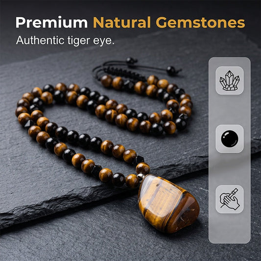 🔥50% OFF NOW |KYAYU™ WARRIOR’S TIGER-EYE BEADED NECKLACE – Forge Your Destiny with Unbreakable Energy