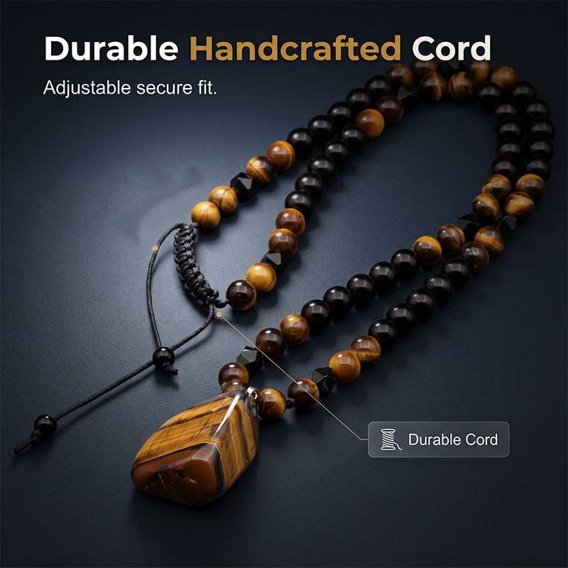 🔥50% OFF NOW |KYAYU™ WARRIOR’S TIGER-EYE BEADED NECKLACE – Forge Your Destiny with Unbreakable Energy