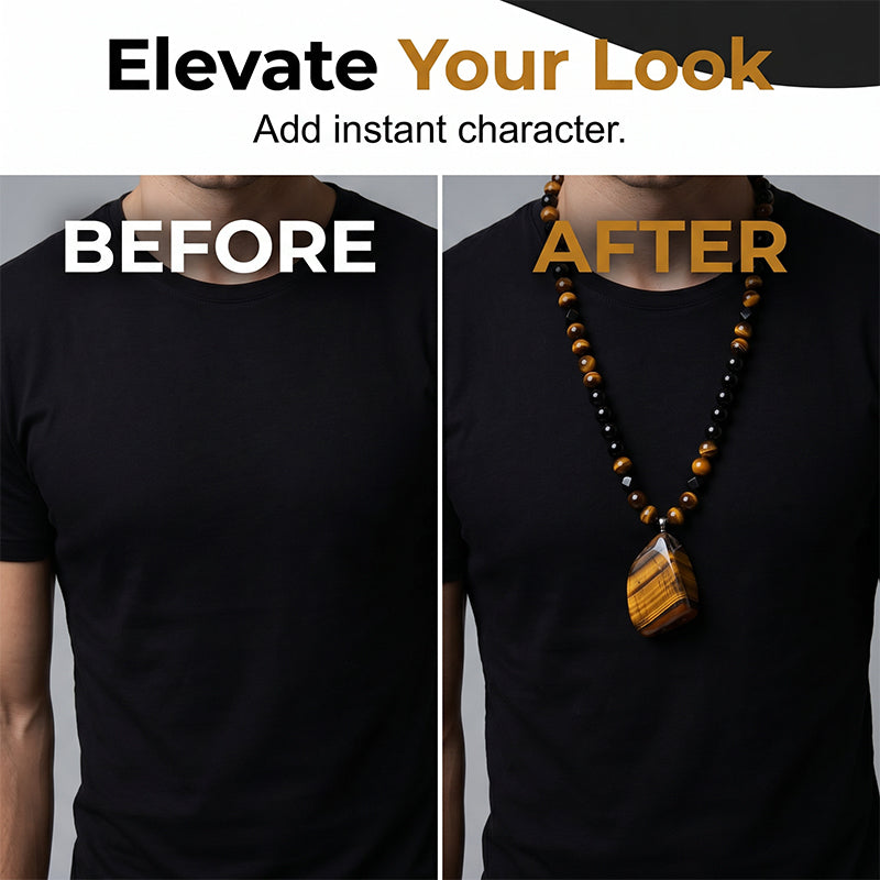 🔥50% OFF NOW |KYAYU™ WARRIOR’S TIGER-EYE BEADED NECKLACE – Forge Your Destiny with Unbreakable Energy