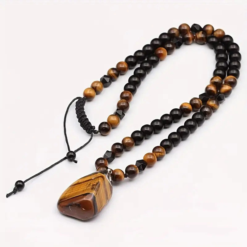 🔥50% OFF NOW |KYAYU™ WARRIOR’S TIGER-EYE BEADED NECKLACE – Forge Your Destiny with Unbreakable Energy