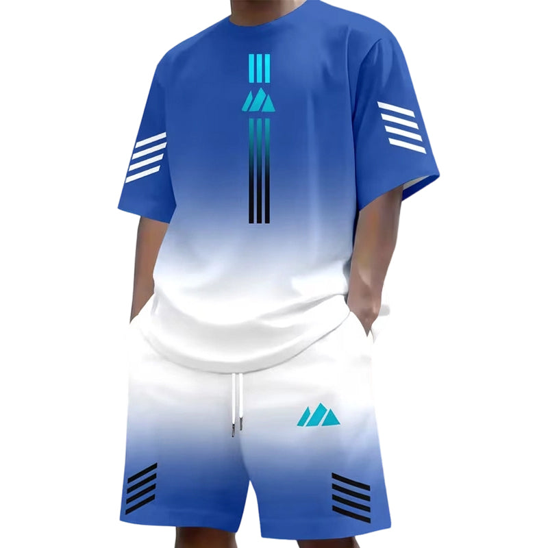 🎉 LIMITED TIME 50% OFF! 👕 Men's Summer T-Shirt & Shorts Two-Piece Set – Gradient Design & Breathable Fabric ☀️