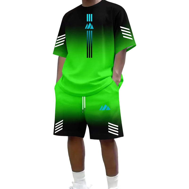 🎉 LIMITED TIME 50% OFF! 👕 Men's Summer T-Shirt & Shorts Two-Piece Set – Gradient Design & Breathable Fabric ☀️