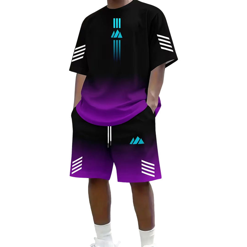 🎉 LIMITED TIME 50% OFF! 👕 Men's Summer T-Shirt & Shorts Two-Piece Set – Gradient Design & Breathable Fabric ☀️