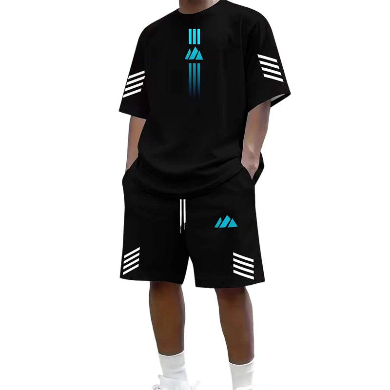 🎉 LIMITED TIME 50% OFF! 👕 Men's Summer T-Shirt & Shorts Two-Piece Set – Gradient Design & Breathable Fabric ☀️