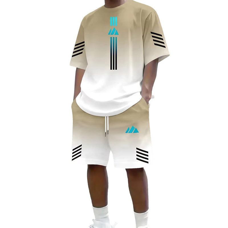 🎉 LIMITED TIME 50% OFF! 👕 Men's Summer T-Shirt & Shorts Two-Piece Set – Gradient Design & Breathable Fabric ☀️