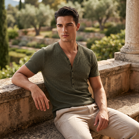 🎉 LIMITED TIME 50% OFF! 👕 Breathable T-Shirt – Classic V-Neck Henley Design & Premium Polyester Fabric 💪
