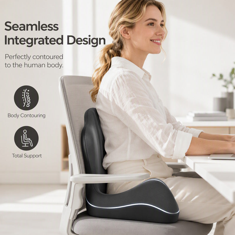 🪑 Ergonomic Memory Foam Seat Cushion with Back Support – Stay Comfortable All Day, Perfect for Office, Car & Home ⚡ Free Shipping ⚡