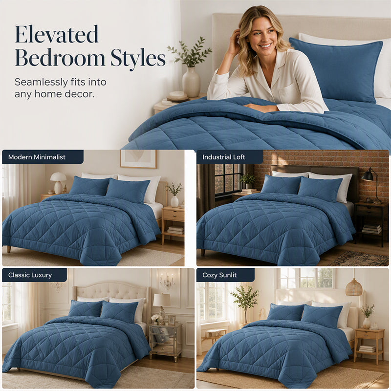 🛏️ LIMITED-TIME 50% OFF! ☁️ Brushed Microfiber Comforter Set – All-season, Moisture-wicking, Diamond Quilting ✨
