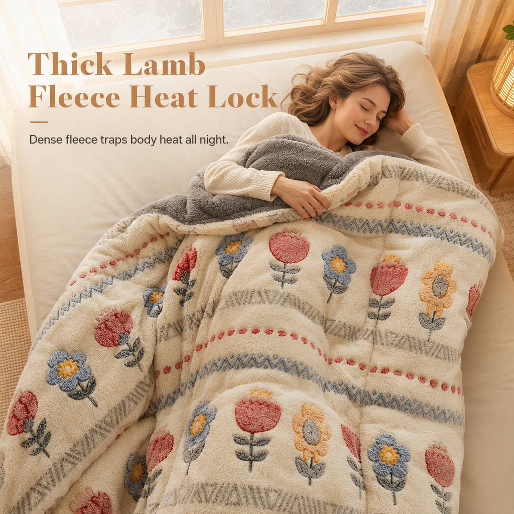 🛌 49% OFF! ✨ Double-Sided Sherpa Fleece Comforter – Snowflake Velvet & Dense Lamb Fleece Heat Lock, Ultra-Soft Velvet Touch & Durable Digital Print – Cozy Winter Warmth for Every Room ❄️