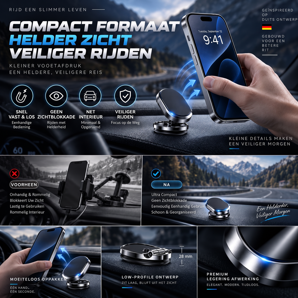 Foldable and Rotatable Magnetic Car Phone Mount