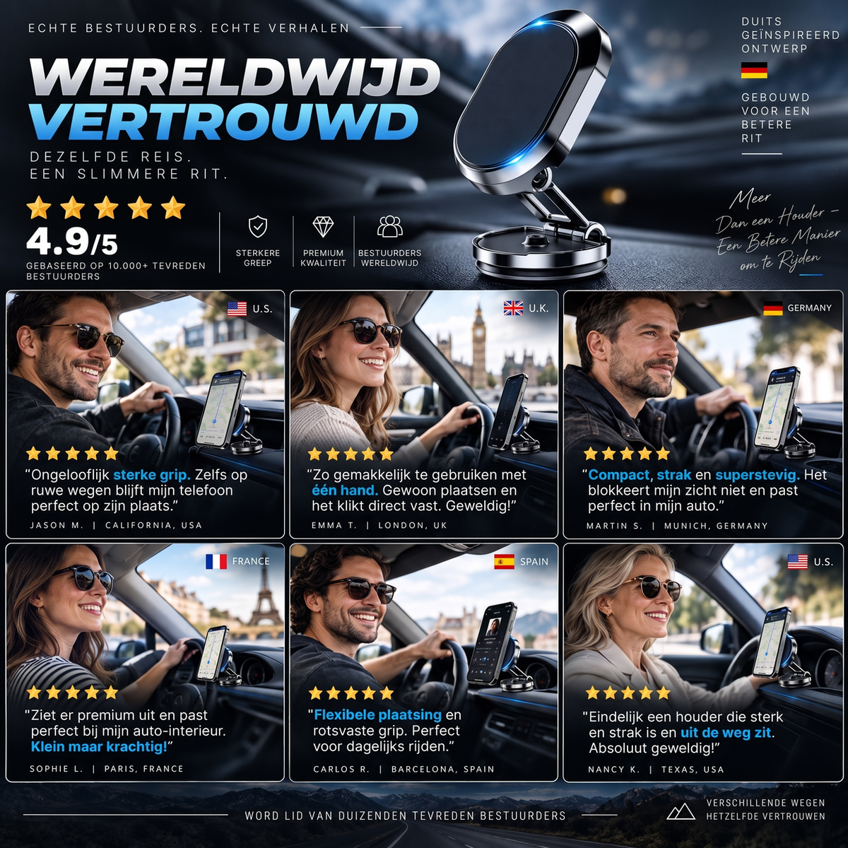 Foldable and Rotatable Magnetic Car Phone Mount