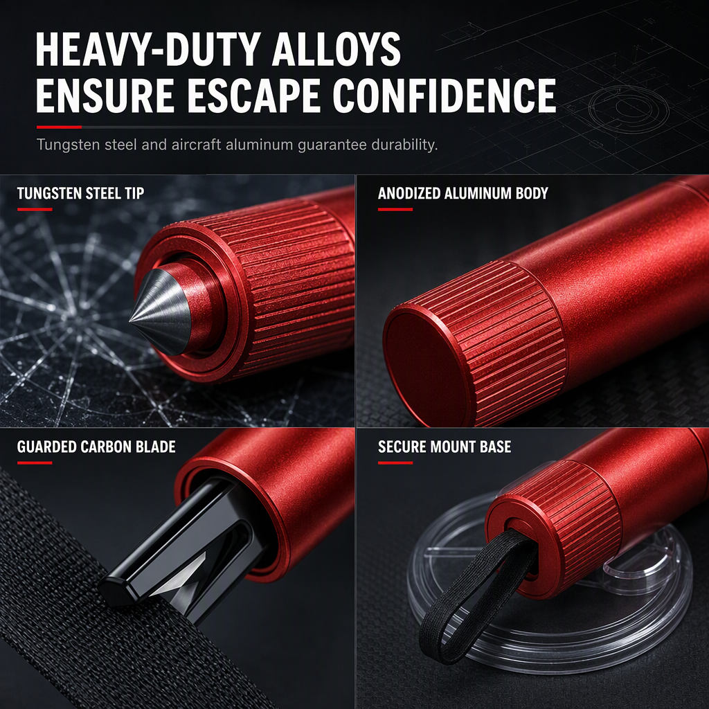 ⏳LIMITED TIME 50% OFF 🚨Mini Spring-Loaded Car Emergency Escape Tool | Window Breaker & Recessed Seatbelt Cutter🪟