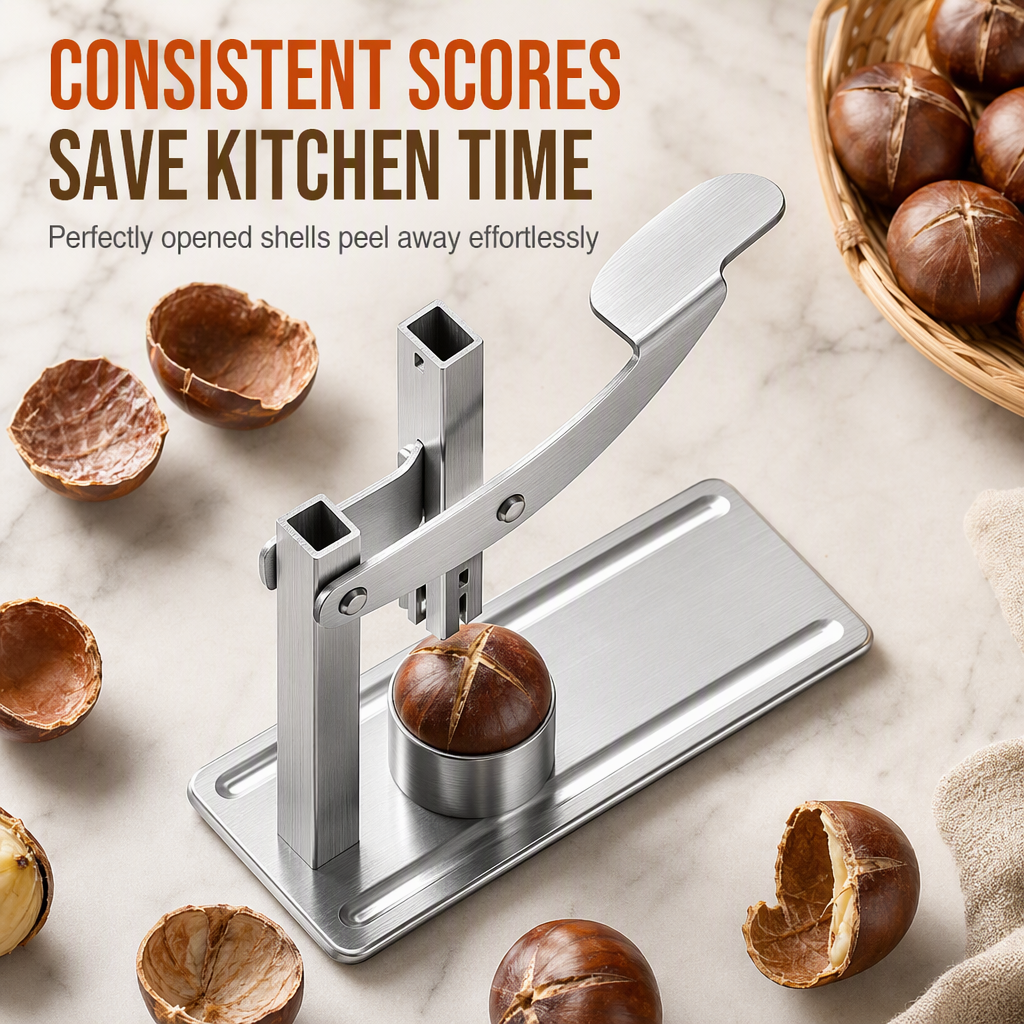 🌰 LIMITED-TIME 50% OFF! ✨ Stainless Steel Nut Cracker – Lever Press, Cross Scoring for Chestnuts 🛠️