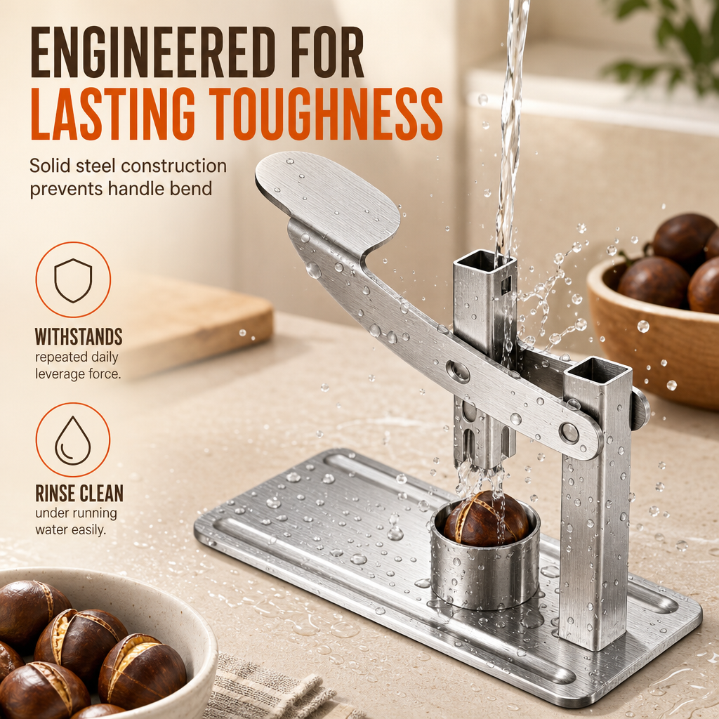 🌰 LIMITED-TIME 50% OFF! ✨ Stainless Steel Nut Cracker – Lever Press, Cross Scoring for Chestnuts 🛠️