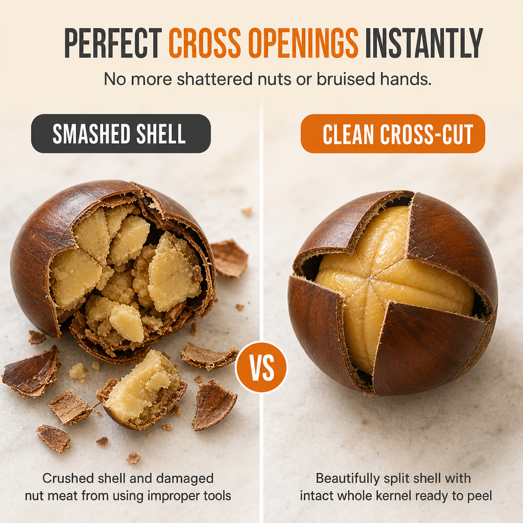 🌰 LIMITED-TIME 50% OFF! ✨ Stainless Steel Nut Cracker – Lever Press, Cross Scoring for Chestnuts 🛠️