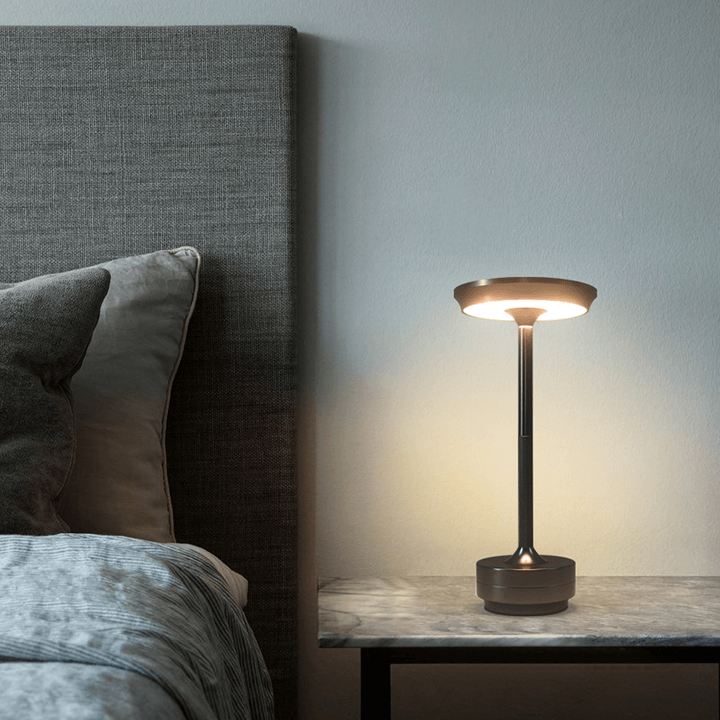 Metallic Cordless Table Lamp - Dimmable & Rechargeable Desk Light