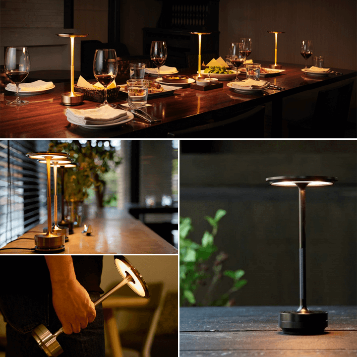 Metallic Cordless Table Lamp - Dimmable & Rechargeable Desk Light