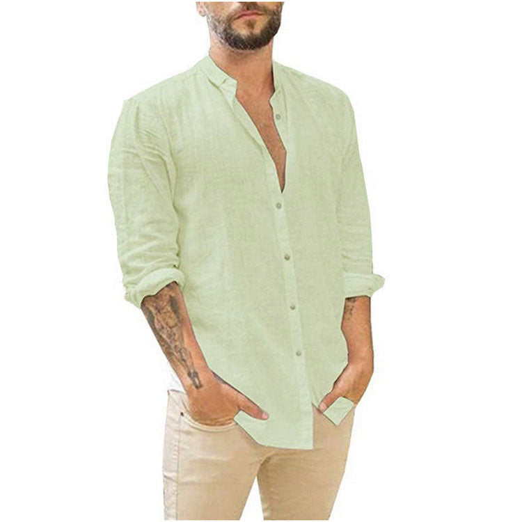 Men's Breathable Cotton Linen Henley Shirt