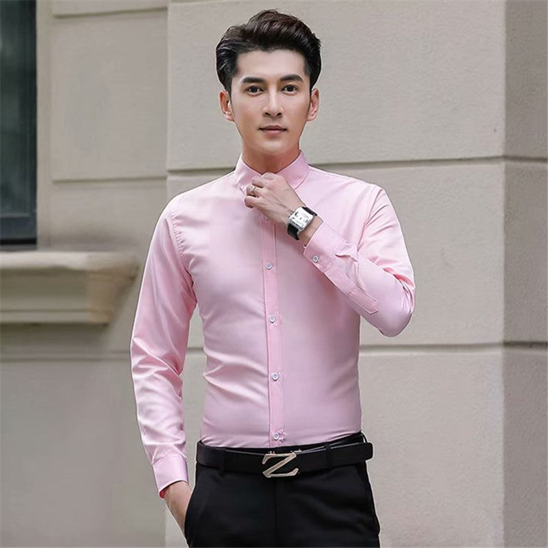 Men's Solid Long Sleeve Wrinkle-Free Formal Casual Shirt