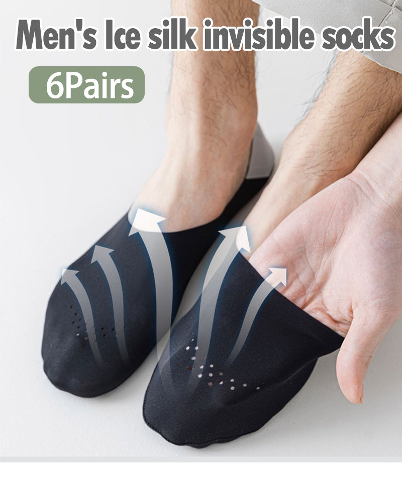 6 pairs! Breathable Ice Silk Non-slip Socks