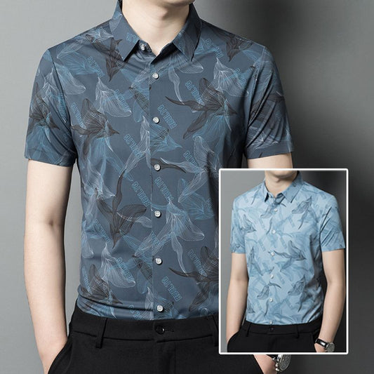 Men’s Stretch Ice Silk Button-down Shirt