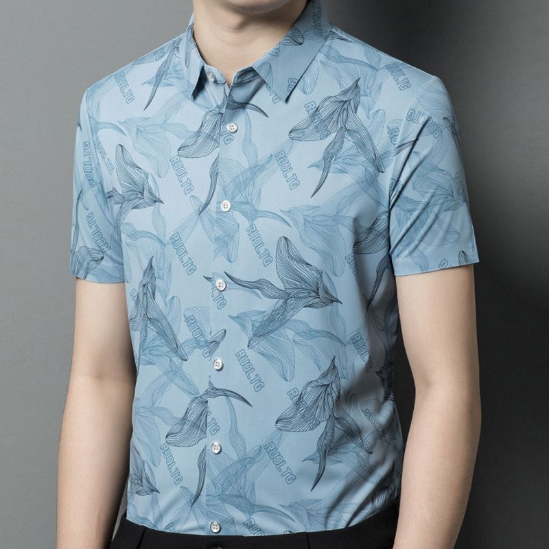 Men’s Stretch Ice Silk Button-down Shirt