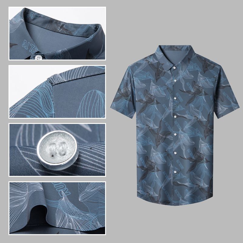 Men’s Stretch Ice Silk Button-down Shirt