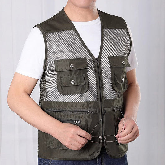 Summer Men's Multi Pocket Tactical Mesh Vest