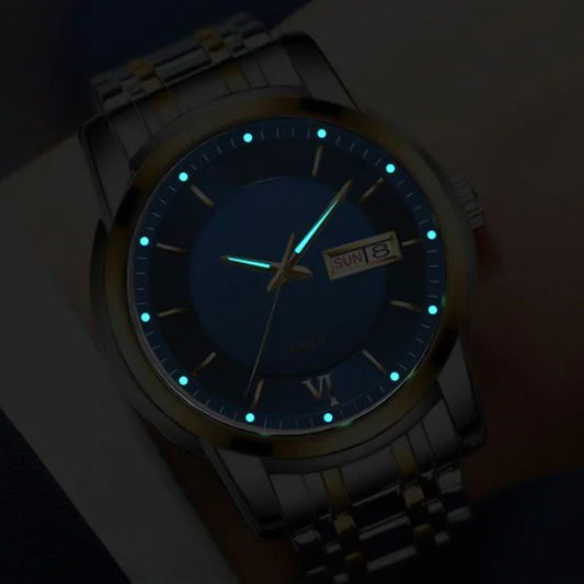 Men's Ultra-thin Waterproof Quartz Watch With Dual Calendar Window