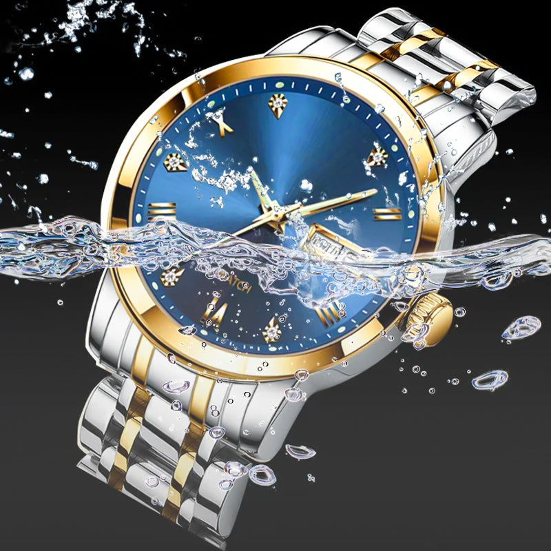 Men's Ultra-thin Waterproof Quartz Watch With Dual Calendar Window