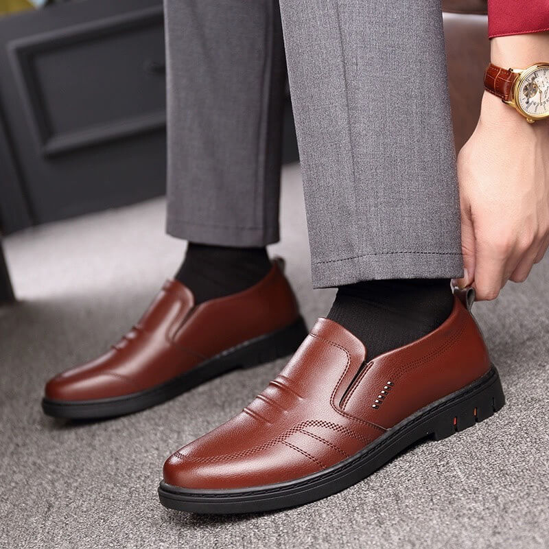 Soft leather Anti-slip men's business shoes