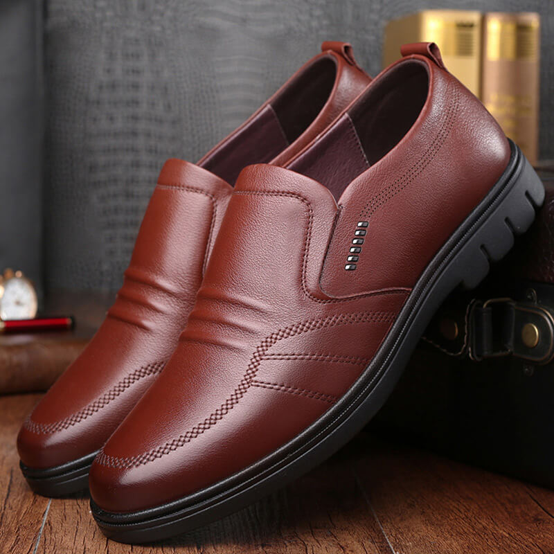 Soft leather Anti-slip men's business shoes